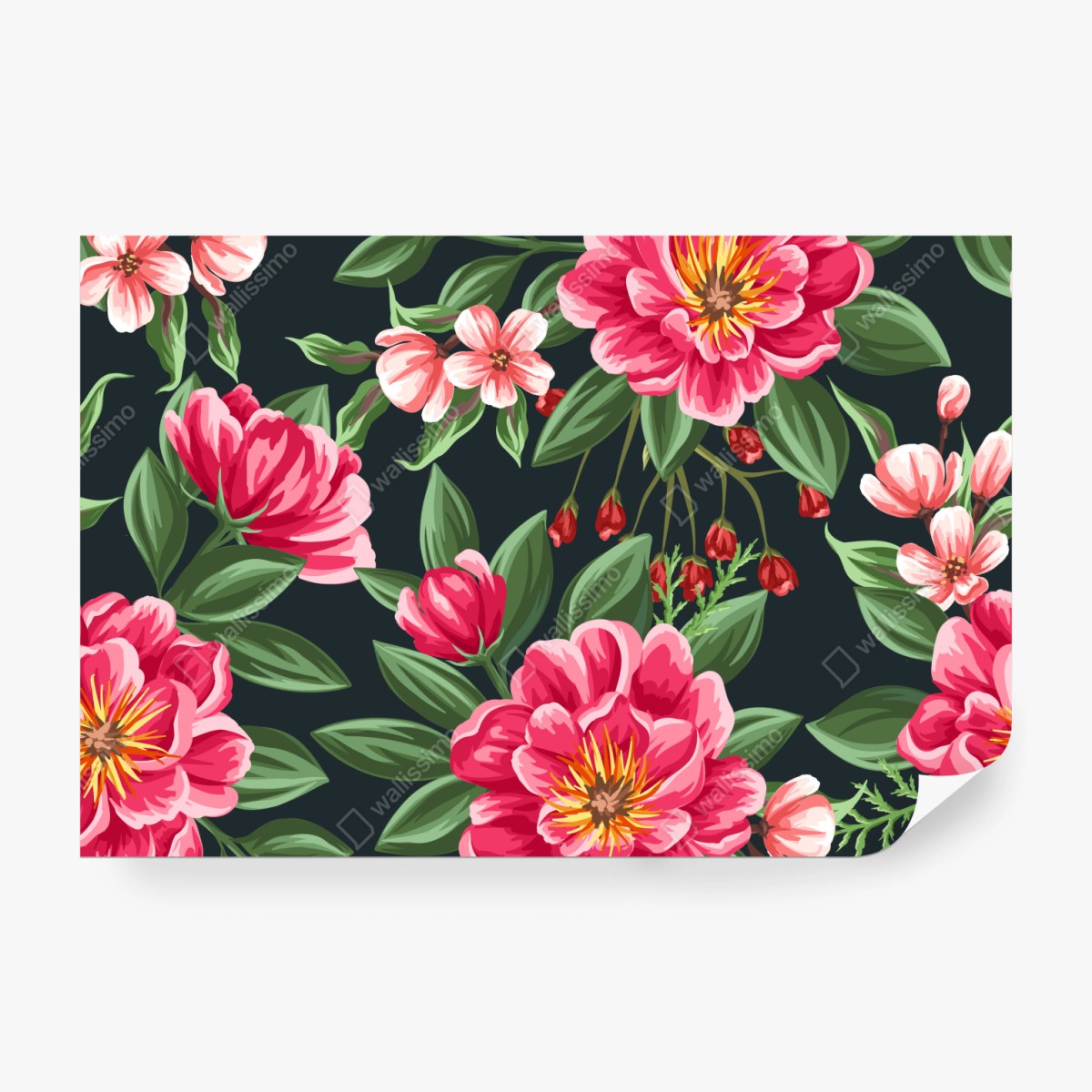 Fototapete rosa aquarell blumenmuster auf dunklem hintergrund – Wallnifity® Fototapete rosa aquarell blumenmuster auf dunklem hintergrund – Wallnifity®