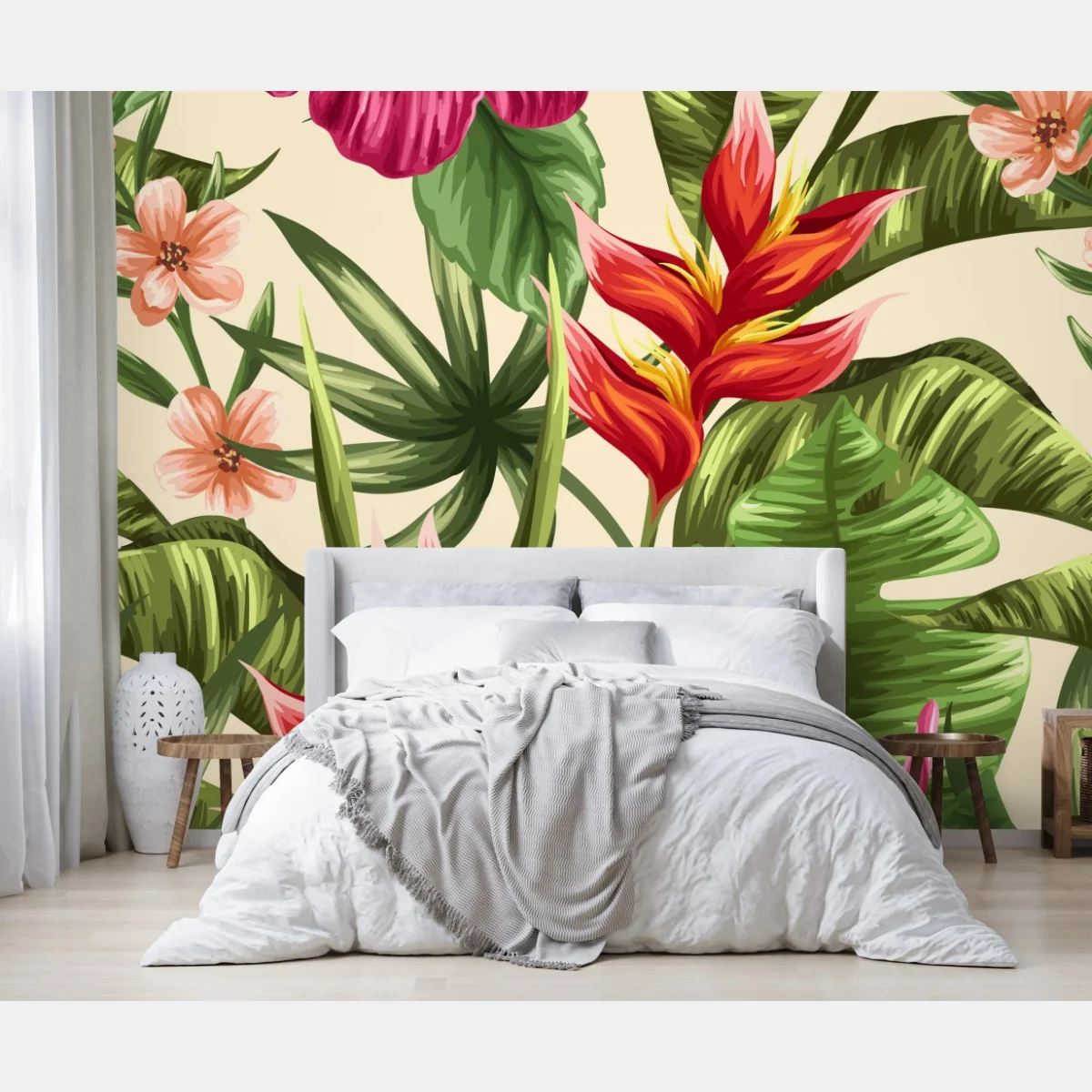 Fototapete tropisches blumenmuster mit hibiskus und plumeria – Wallnifity® Fototapete tropisches blumenmuster mit hibiskus und plumeria – Wallnifity®