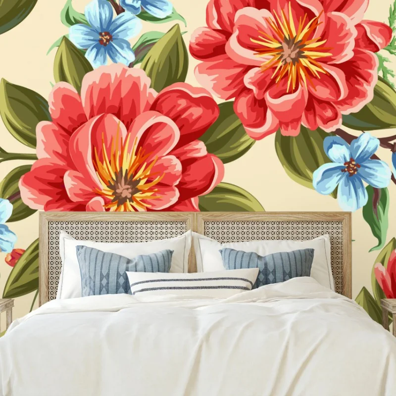 Fototapete lebhaftes aquarell blumenmuster