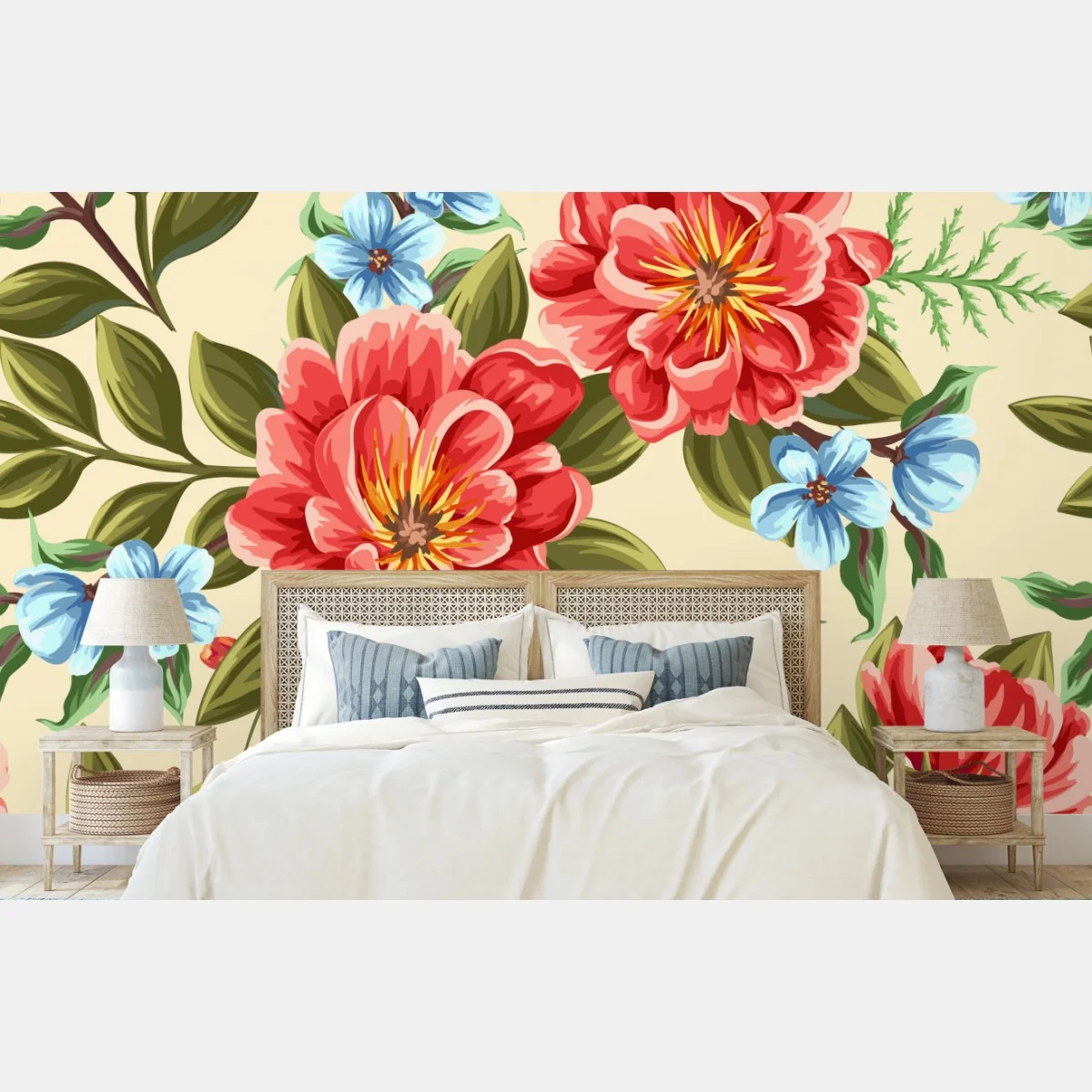 Fototapete lebhaftes aquarell blumenmuster – Wallnifity® Fototapete lebhaftes aquarell blumenmuster – Wallnifity®