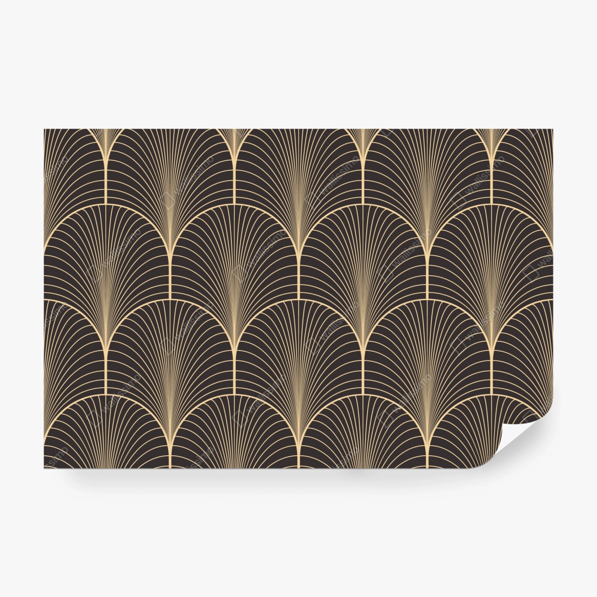 Fototapete art deco goldenes fächermuster – Wallnifity®