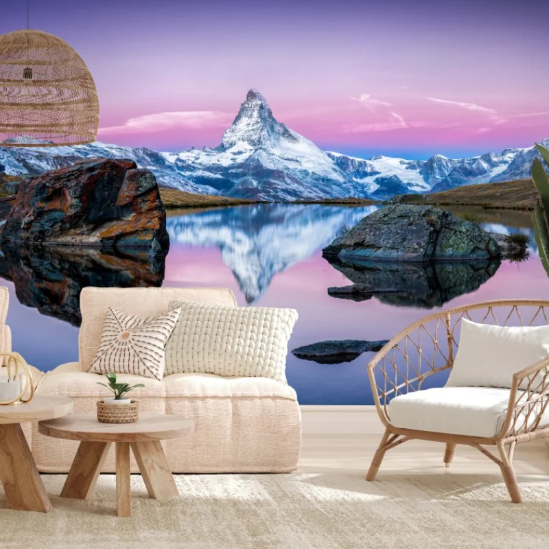 Fototapete sanfte alpine spiegelung bei dämmerung – Wallnifity®