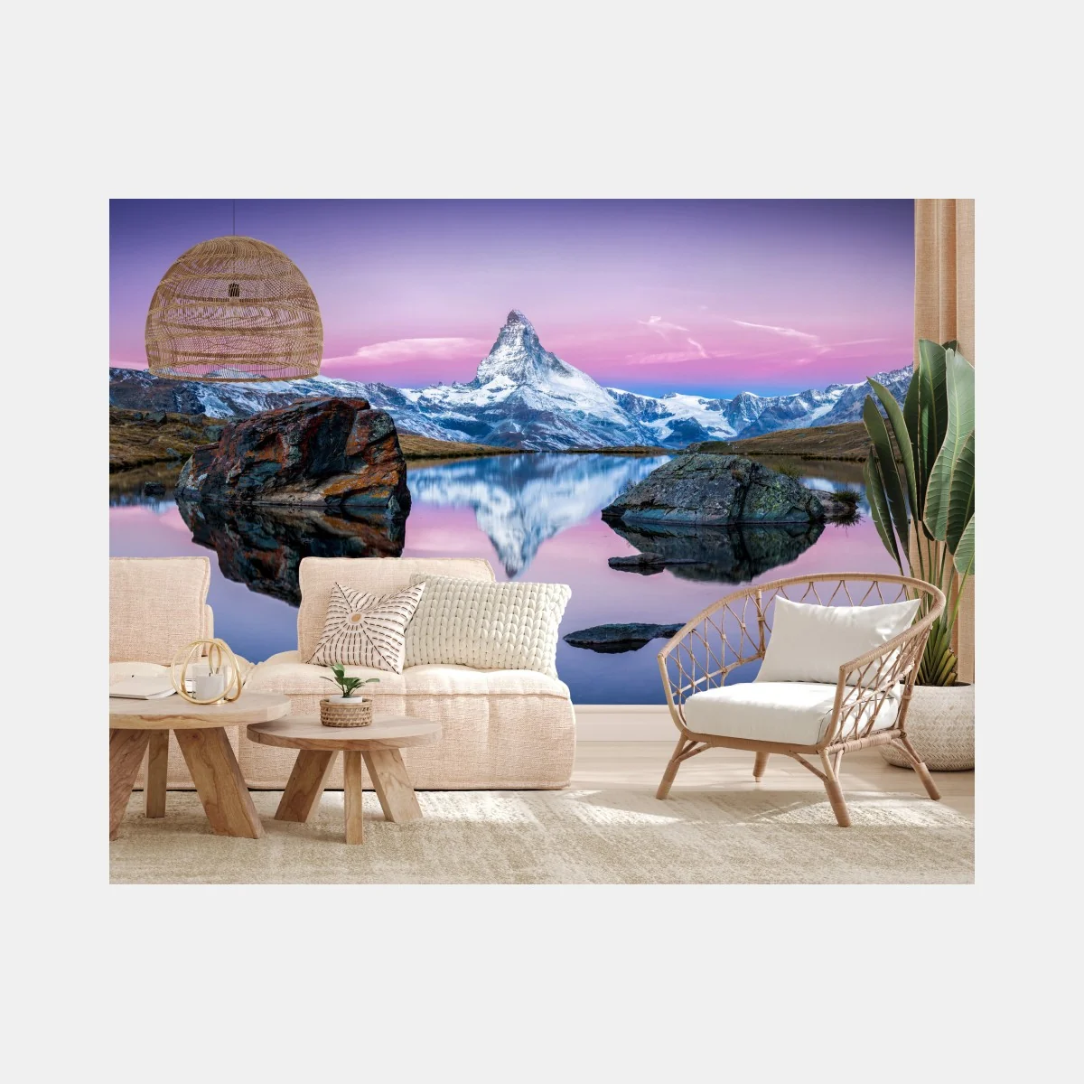 Fototapete sanfte alpine spiegelung bei dämmerung – Wallnifity®