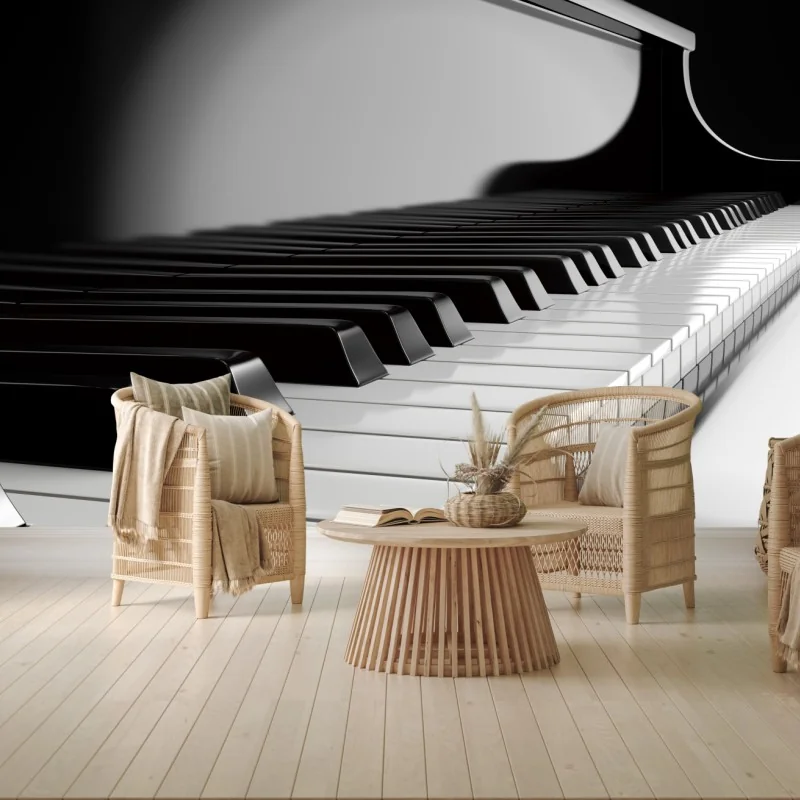 Fototapete elegante schwarzweiß klaviertasten