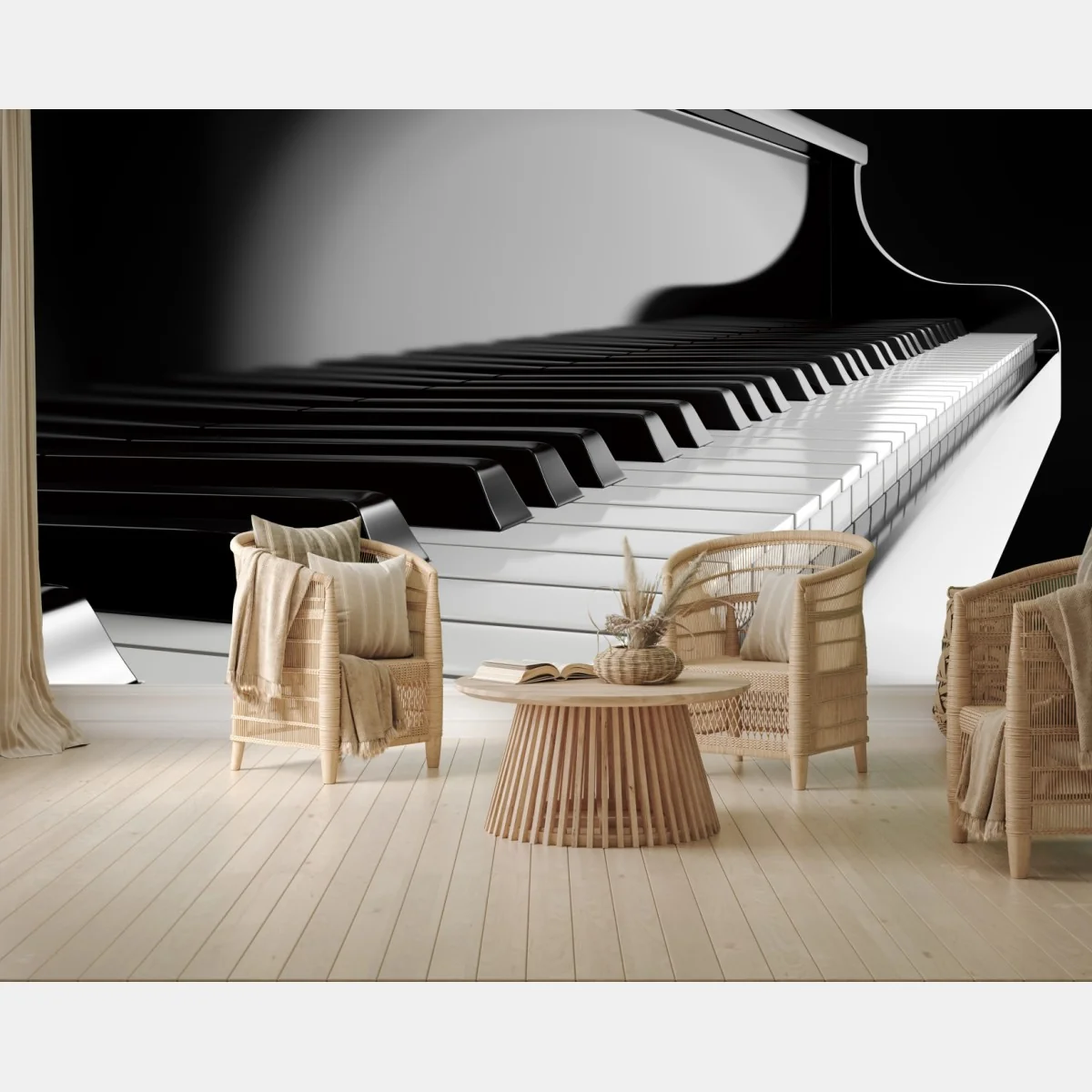 Fototapete elegante schwarzweiß klaviertasten – Wallnifity® Fototapete elegante schwarzweiß klaviertasten – Wallnifity®