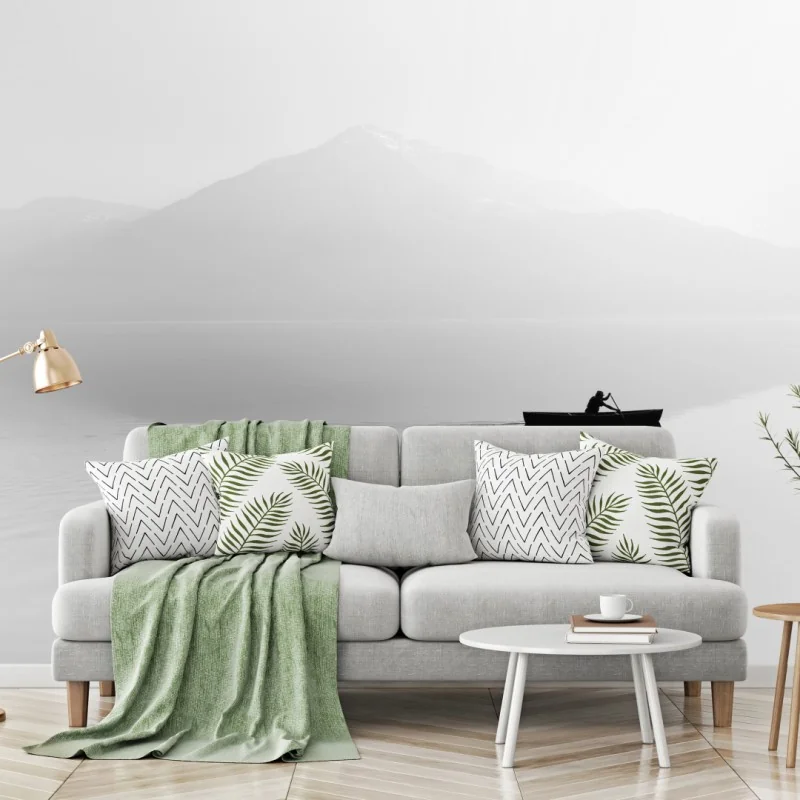 Fototapete einsamer ruderer auf einem nebligen see