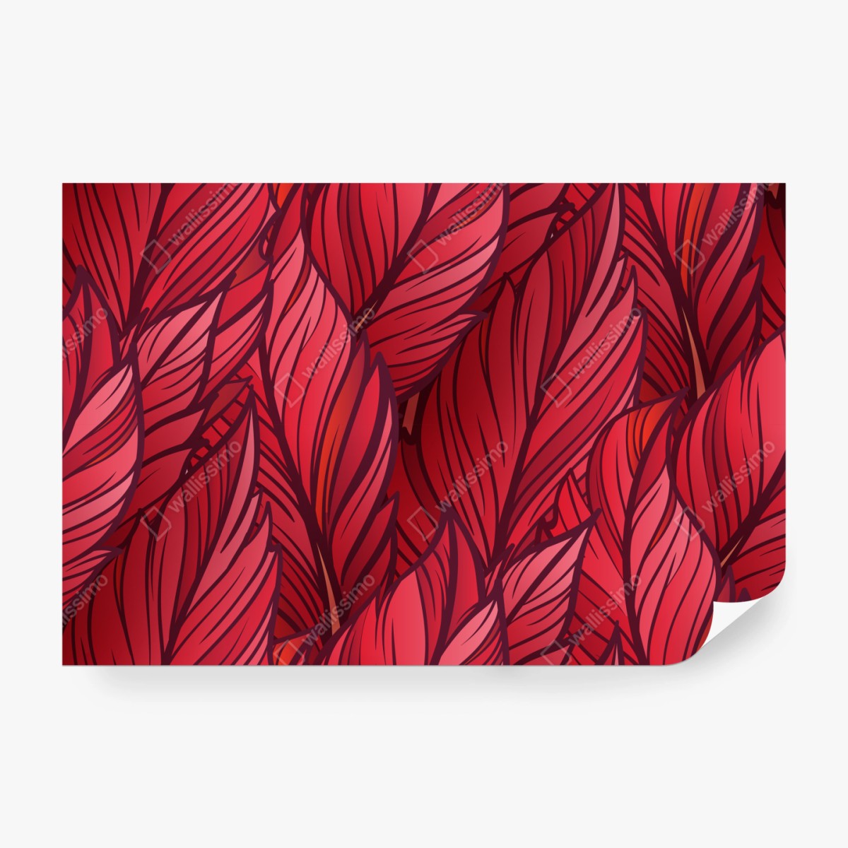 Fototapete rotes botanisches blättermuster – Wallnifity®