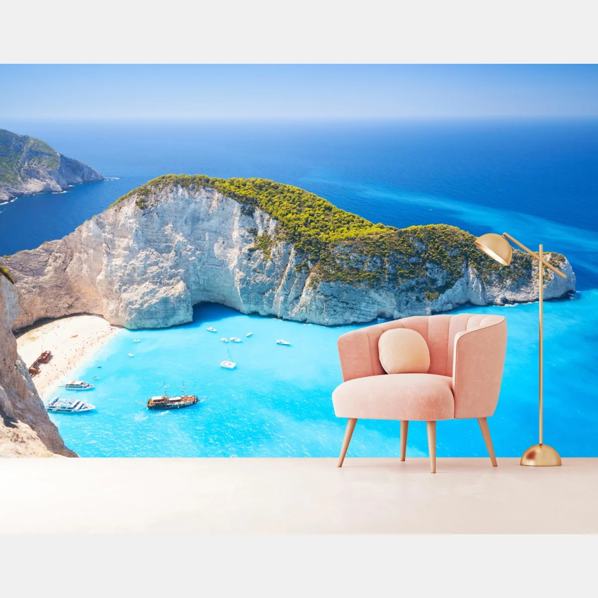 Fototapete Navagio-Bucht türkisblauer strand, Zakynthos – Wallnifity®