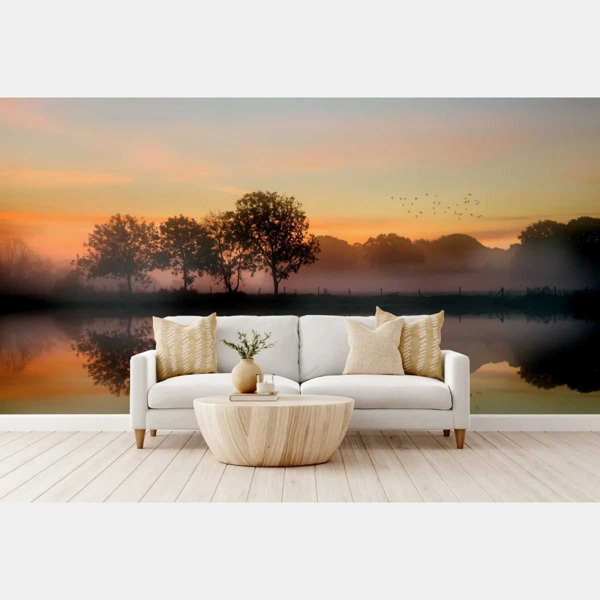 Fototapete nebliger herbstlicher sonnenaufgang über Englischer landschaft – Wallnifity® Fototapete nebliger herbstlicher sonnenaufgang über Englischer landschaft – Wallnifity®