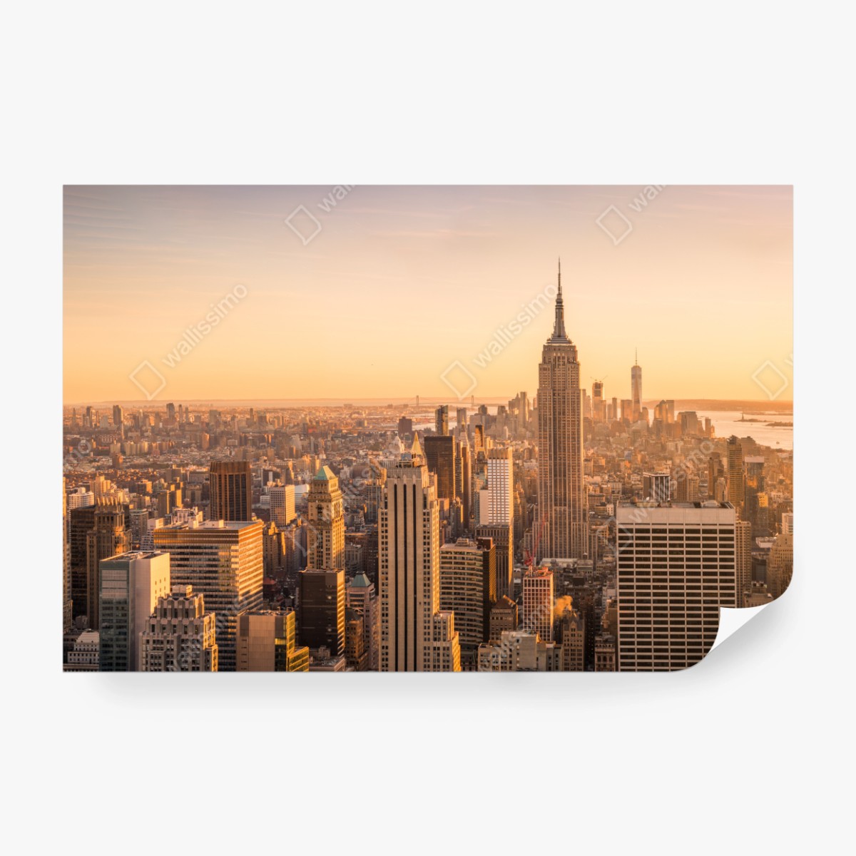 Fototapete goldener sonnenuntergang über der skyline von New York – Wallnifity® Fototapete goldener sonnenuntergang über der skyline von New York – Wallnifity®