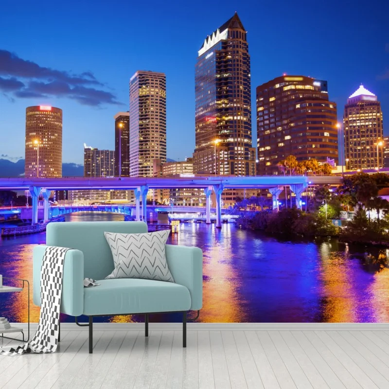 Fototapete Tampa skyline bei nacht