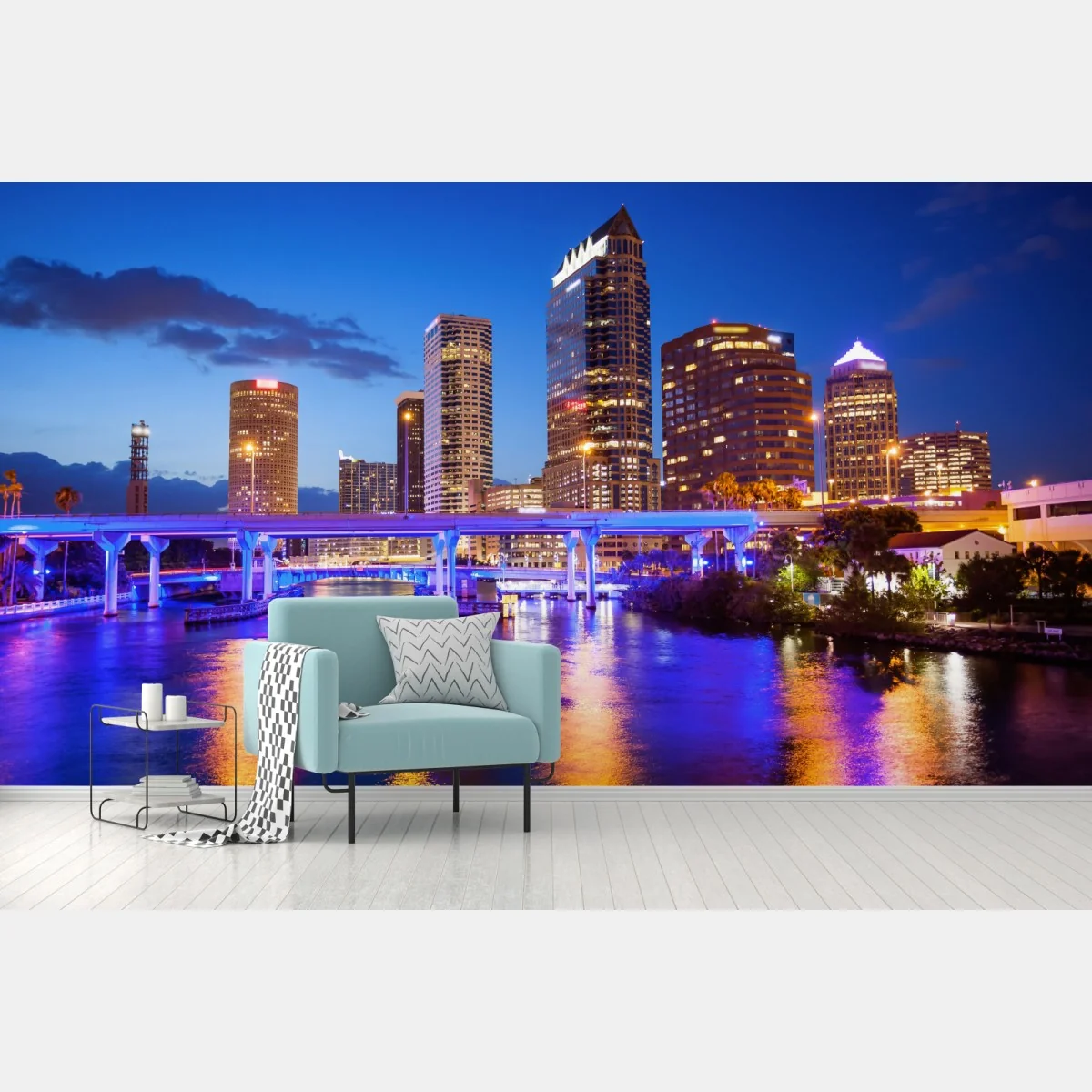 Fototapete Tampa skyline bei nacht – Wallnifity®