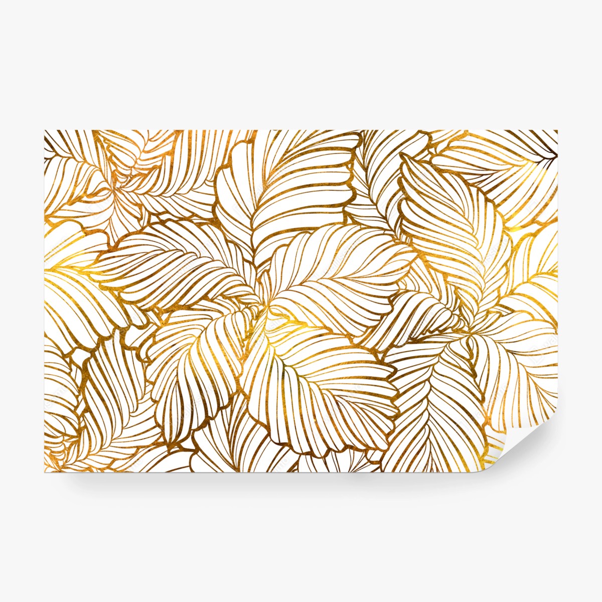 Fototapete goldenes blatt line art muster – Wallnifity®