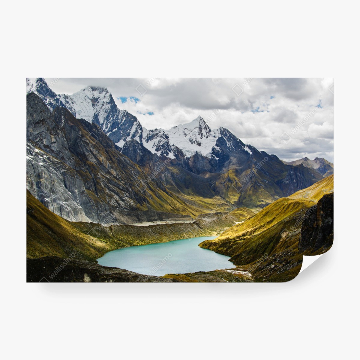 Fototapete türkisblauer bergsee unter schneegipfeln – Wallnifity®