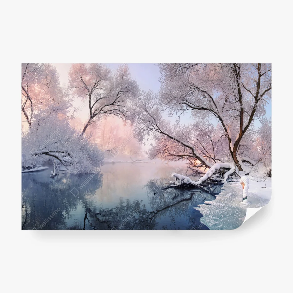 Fototapete ruhige winterlandschaft am fluss – Wallnifity®