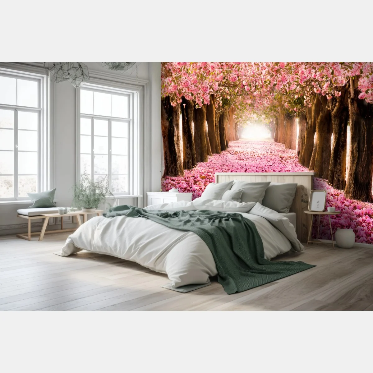 Fototapete rosa blütenallee unter kirschbäumen – Wallnifity® Fototapete rosa blütenallee unter kirschbäumen – Wallnifity®