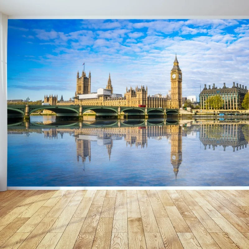 Fototapete London skyline mit spiegelung auf dem fluss