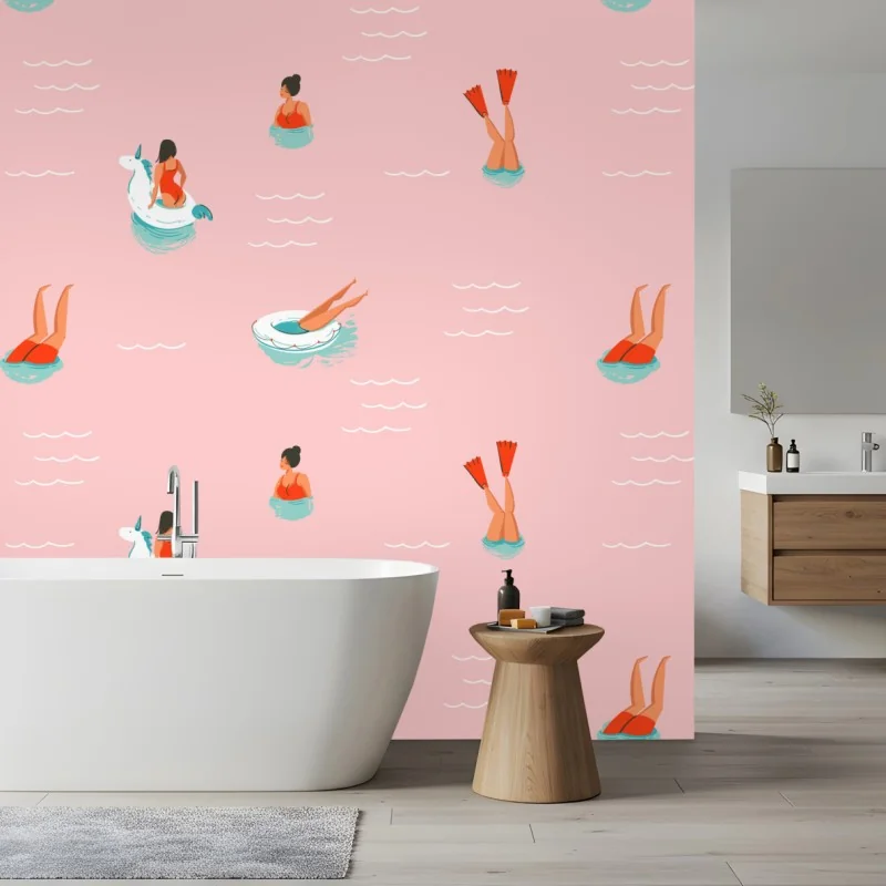 Fototapete verspieltes pastell poolmuster – Wallnifity® Fototapete verspieltes pastell poolmuster – Wallnifity®