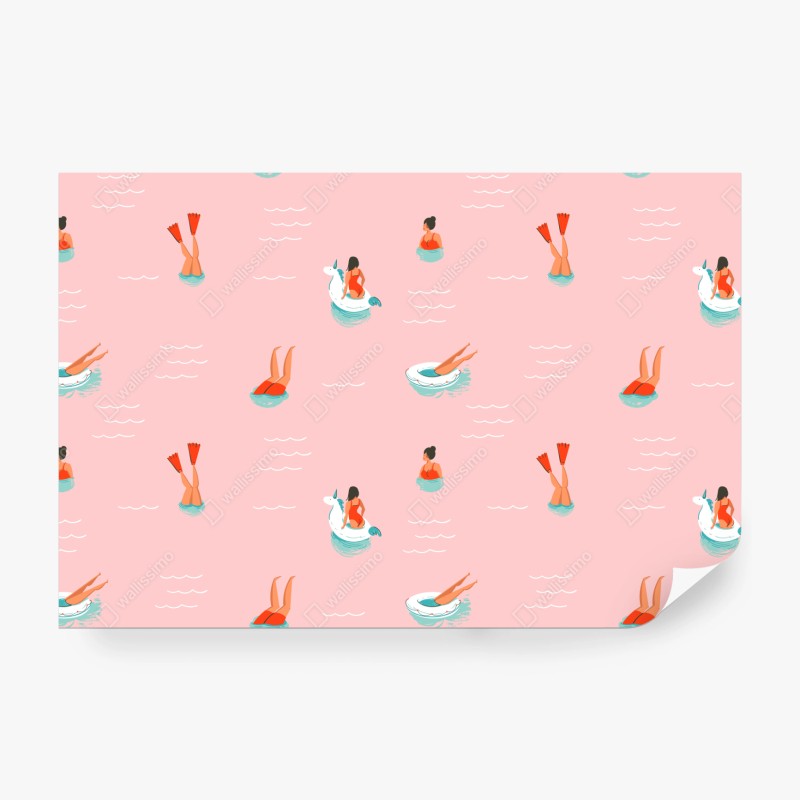 Fototapete verspieltes pastell poolmuster