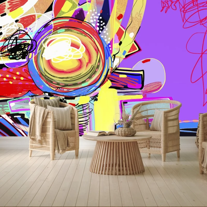 Fototapete lebendige violette abstrakte komposition