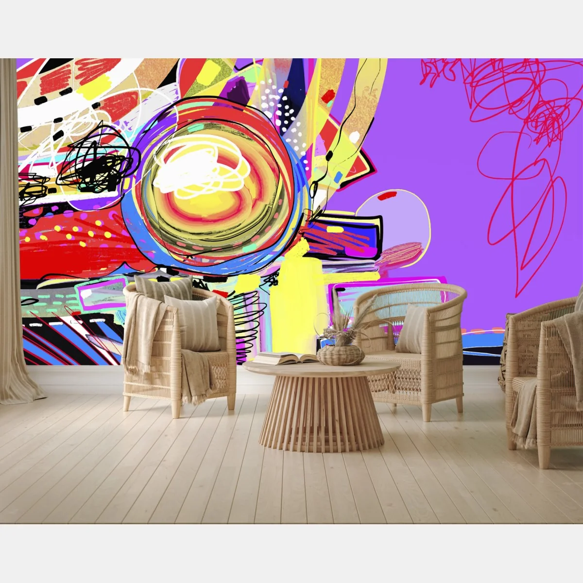 Fototapete lebendige violette abstrakte komposition – Wallnifity® Fototapete lebendige violette abstrakte komposition – Wallnifity®