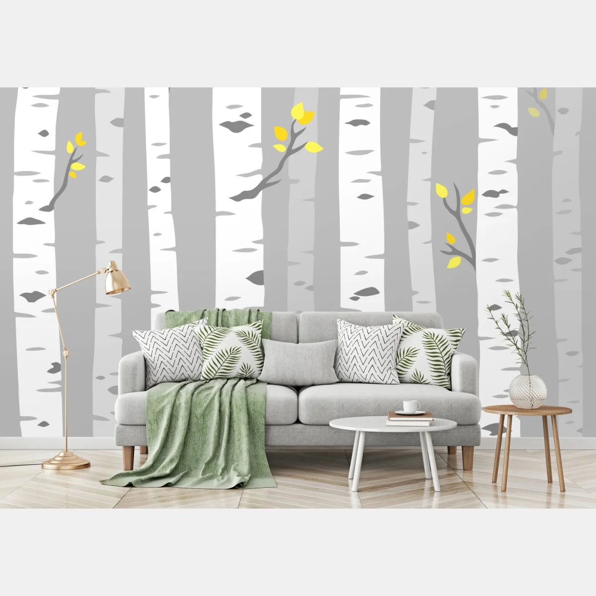 Fototapete skandinavischer birkenwald – Wallnifity®
