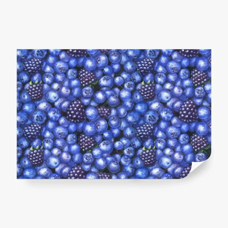 Fototapete aquarellmuster mit blaubeeren und brombeeren