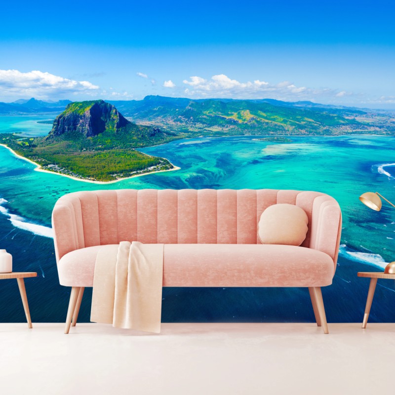 Fototapete panorama Le Morne über der lagune von Mauritius