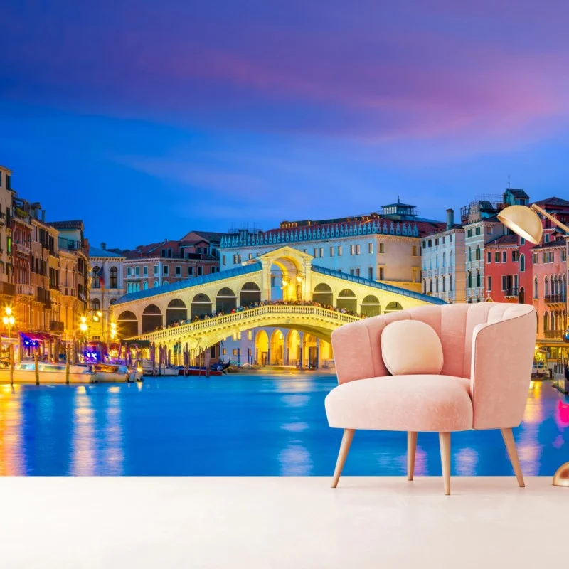 Fototapete Rialto brücke bei dämmerung, Venedig