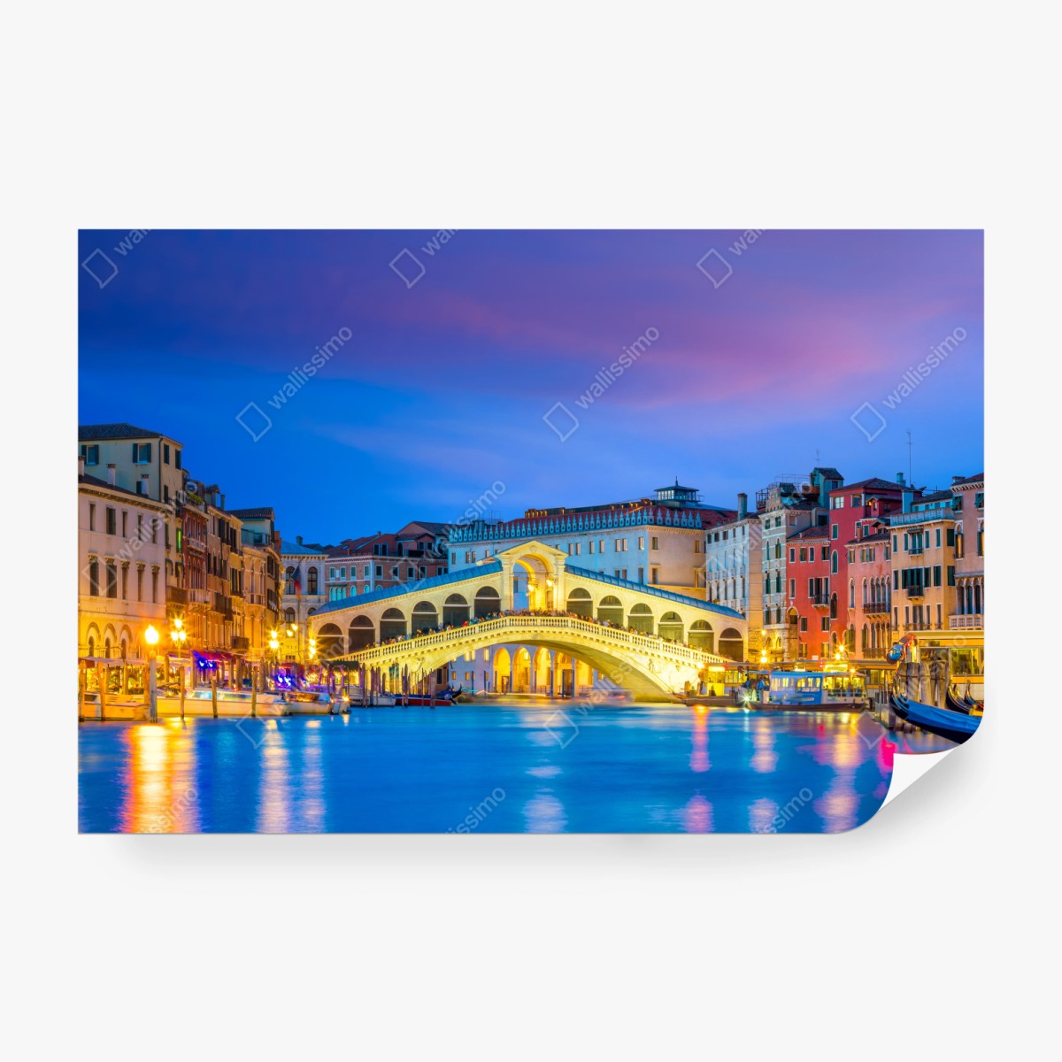 Fototapete Rialto brücke bei dämmerung, Venedig – Wallnifity® Fototapete Rialto brücke bei dämmerung, Venedig – Wallnifity®