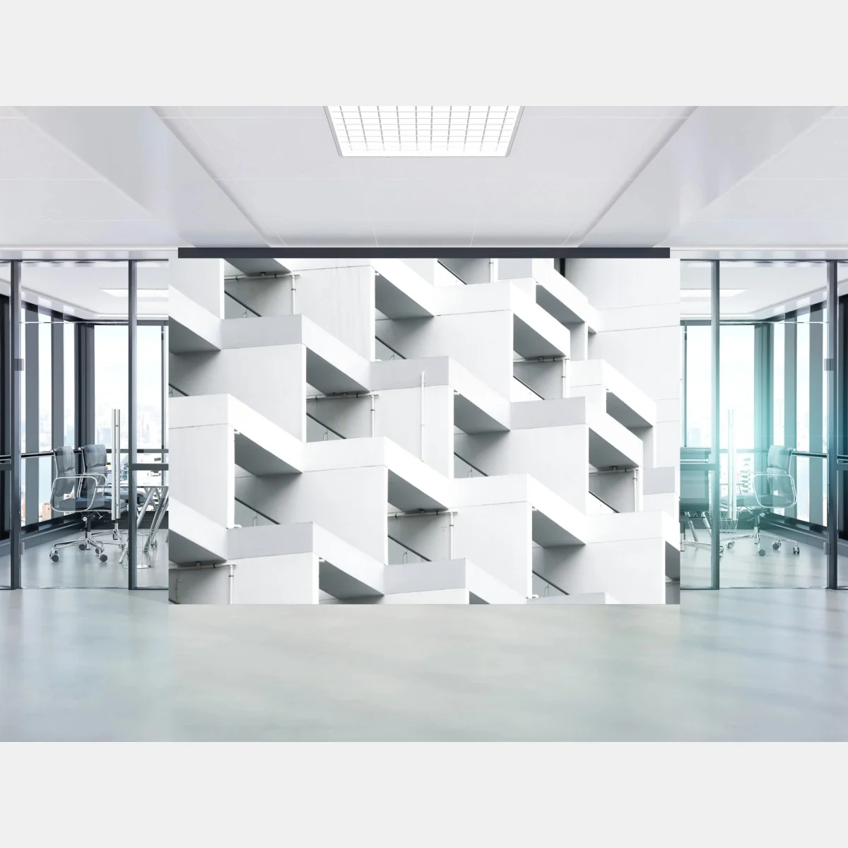 Fototapete weiße betonfassade im geometrischen muster – Wallnifity®