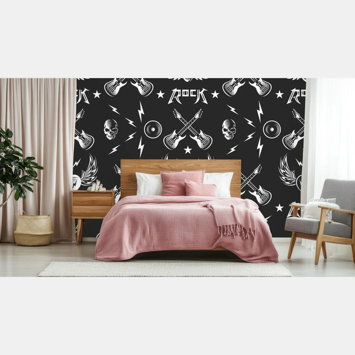 Fototapete nahtloses muster mit rock-symbolen – Wallnifity® Fototapete nahtloses muster mit rock-symbolen – Wallnifity®