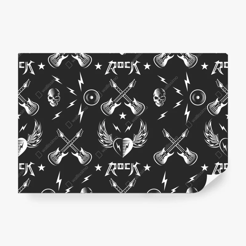 Fototapete nahtloses muster mit rock-symbolen