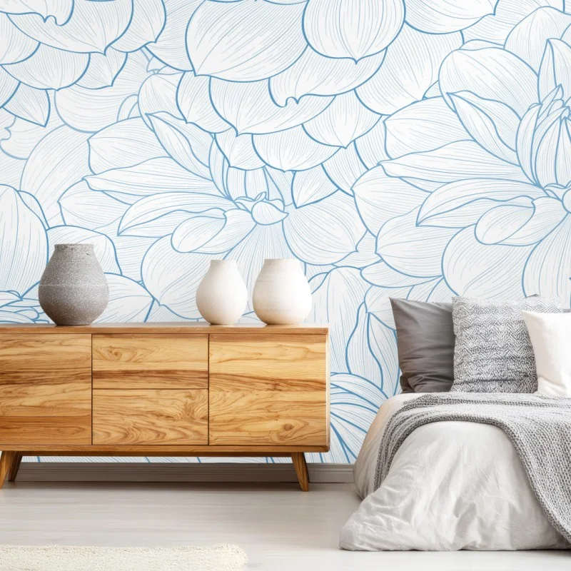 Fototapete zartes blaues blumenmuster