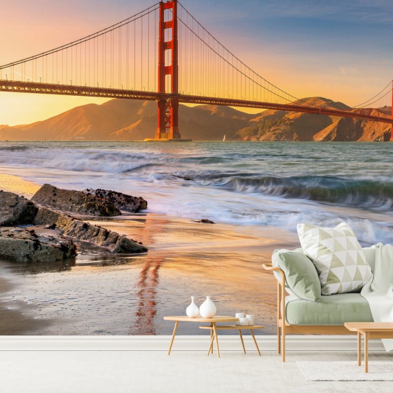 Fototapete sonnenuntergang an der Golden Gate Bridge