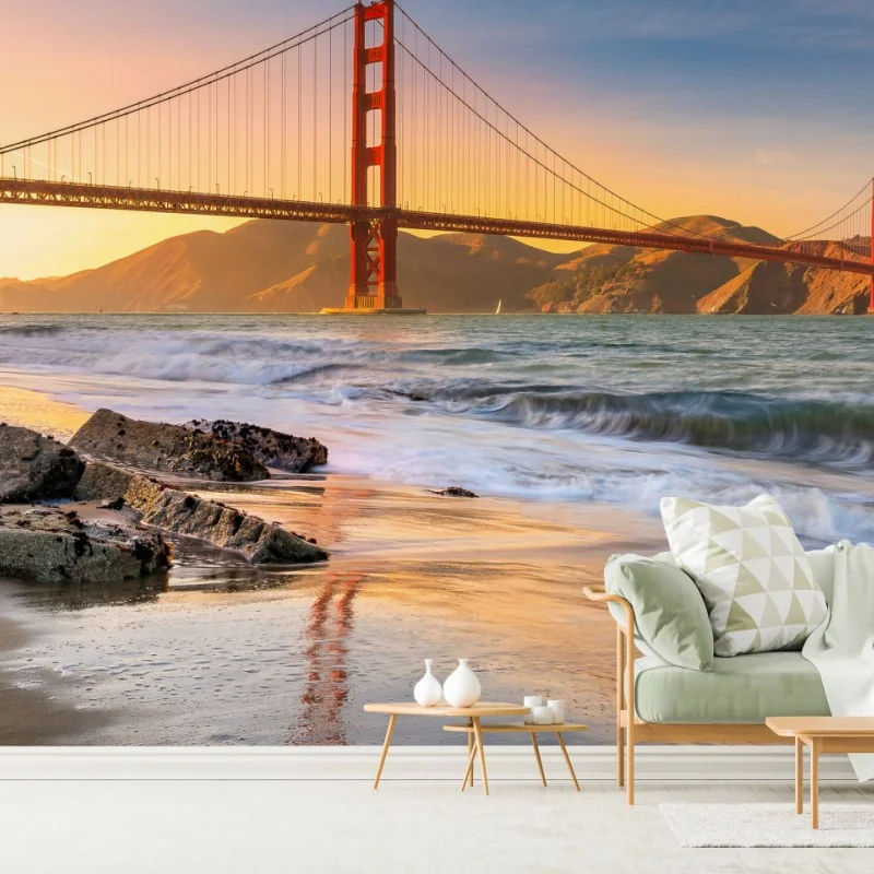 Fototapete sonnenuntergang an der Golden Gate Bridge – Wallnifity® Fototapete sonnenuntergang an der Golden Gate Bridge – Wallnifity®