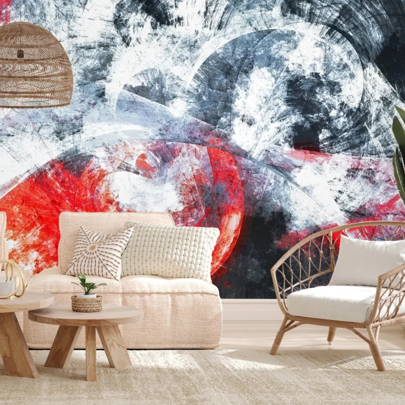 Fototapete dynamische rote und weiße abstrakte komposition