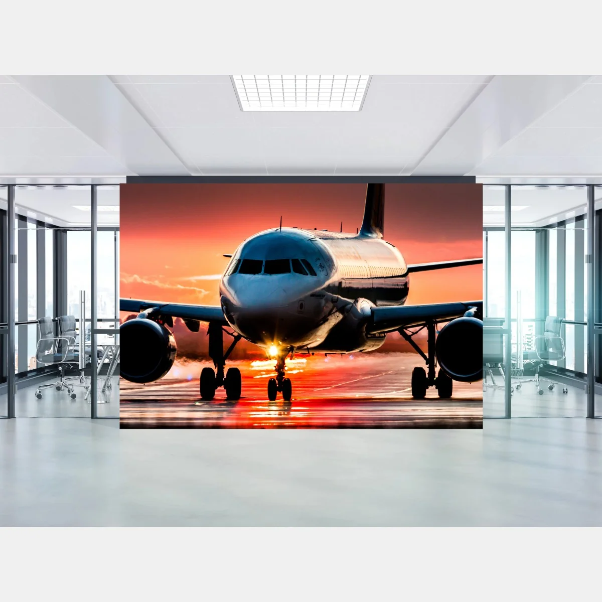 Fototapete jet im sonnenuntergang auf der startbahn – Wallnifity® Fototapete jet im sonnenuntergang auf der startbahn – Wallnifity®