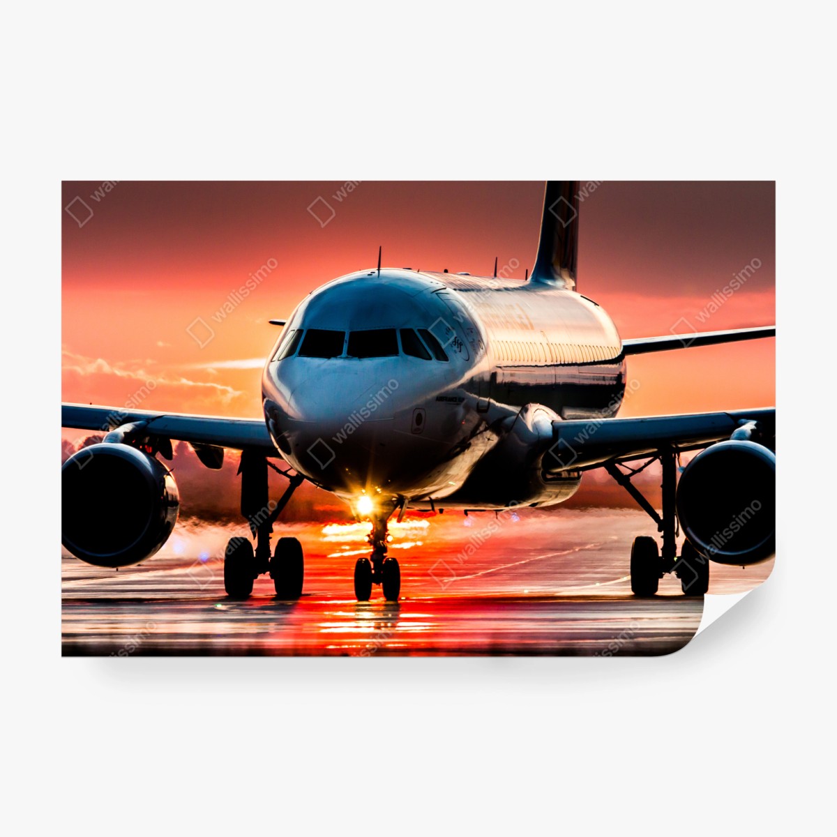 Fototapete jet im sonnenuntergang auf der startbahn – Wallnifity® Fototapete jet im sonnenuntergang auf der startbahn – Wallnifity®