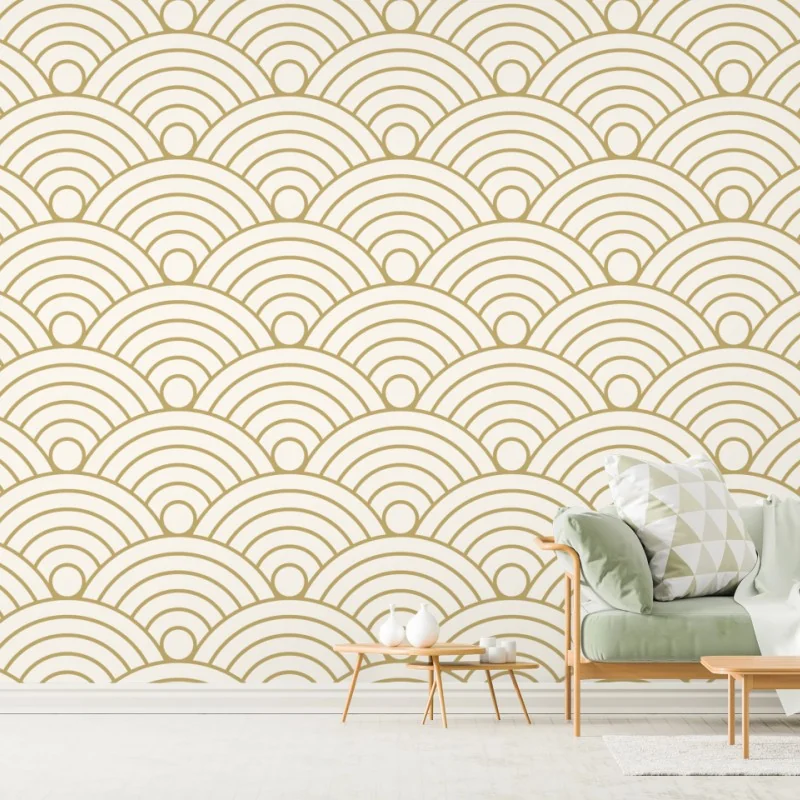 Fototapete goldenes seigaiha wellenmuster – Wallnifity® Fototapete goldenes seigaiha wellenmuster – Wallnifity®
