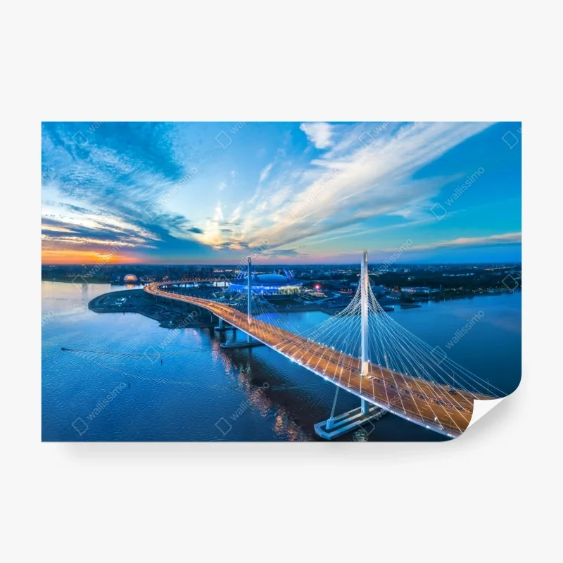 Fototapete Sankt Petersburg brückenpanorama bei dämmerung