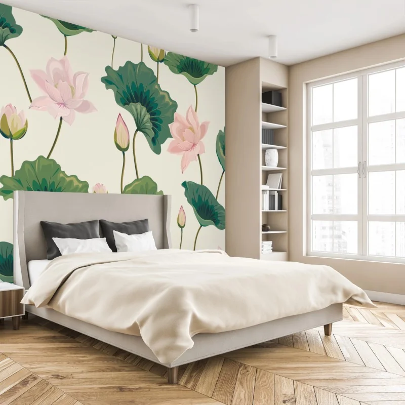 Fototapete ruhiges botanisches lotosmuster