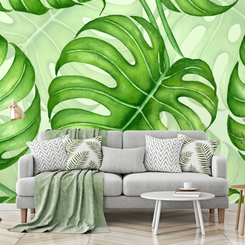 Fototapete aquarell monstera blättermuster – Wallnifity® Fototapete aquarell monstera blättermuster – Wallnifity®