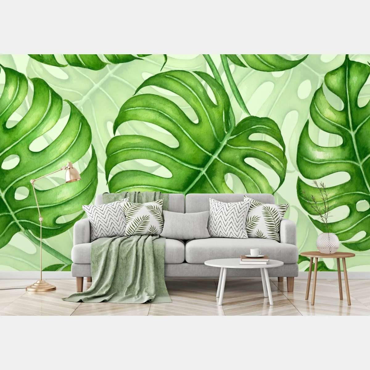 Fototapete aquarell monstera blättermuster – Wallnifity® Fototapete aquarell monstera blättermuster – Wallnifity®