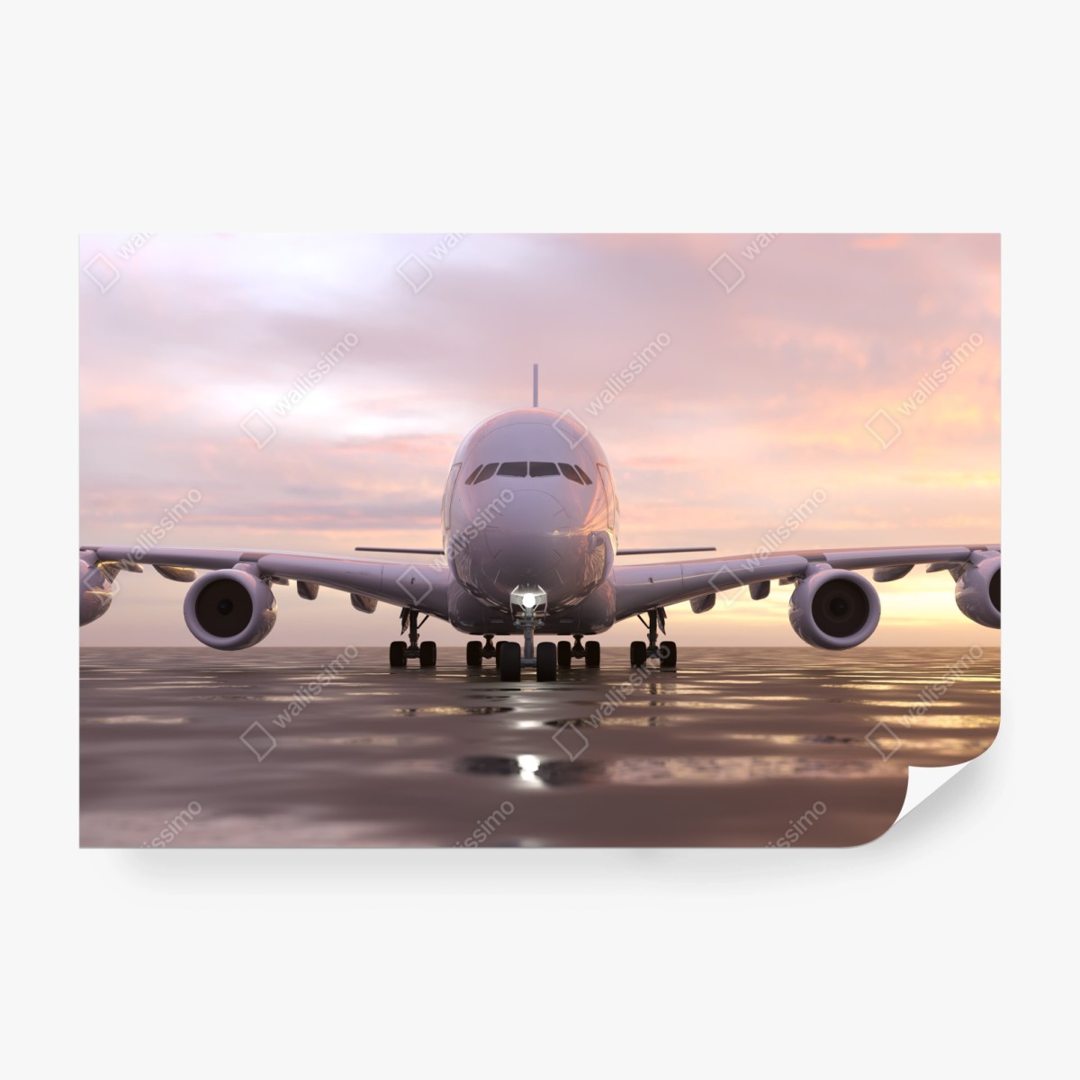 Fototapete jet auf der startbahn bei sonnenuntergang – Wallnifity®