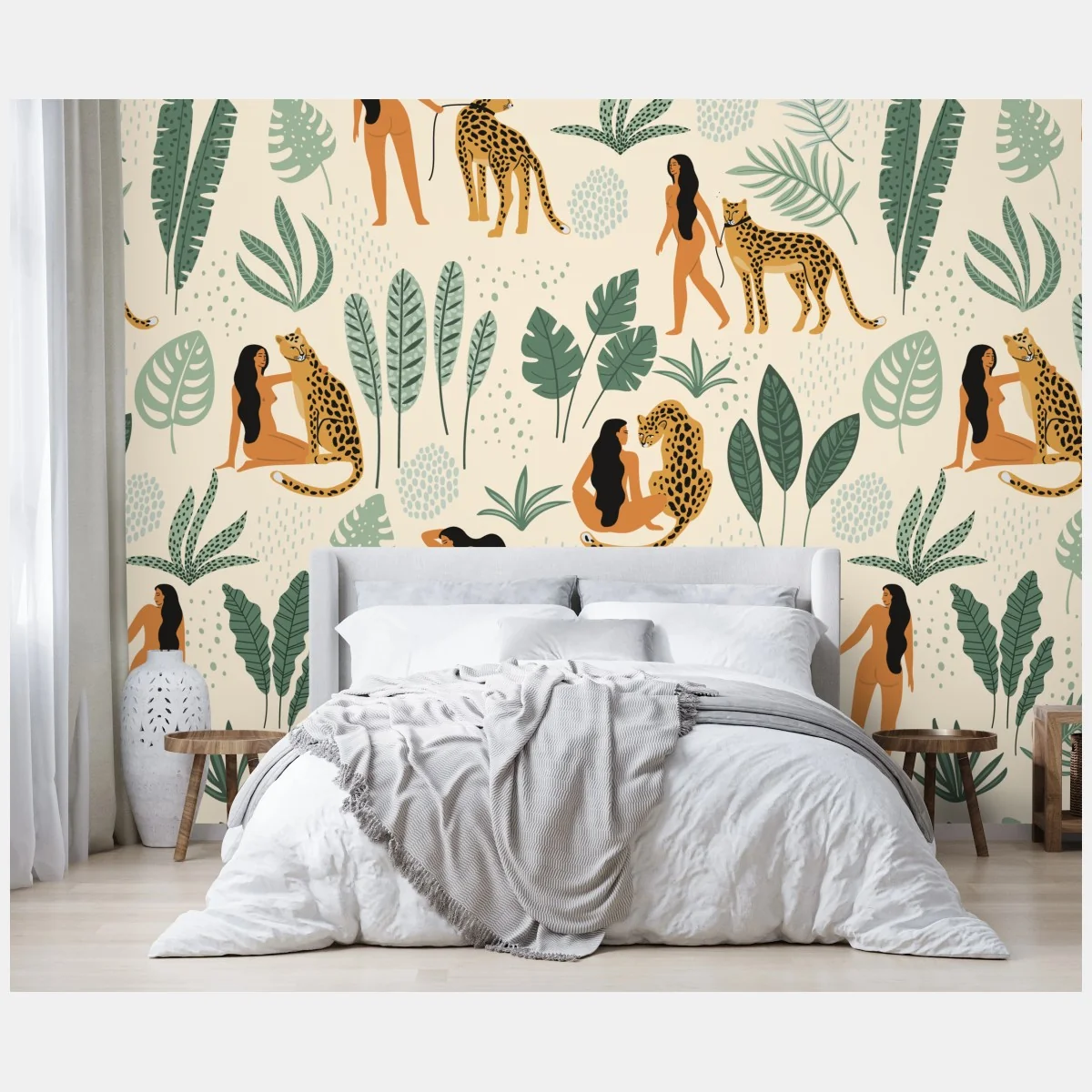 Fototapete exotisches muster mit geparden und blättern – Wallnifity® Fototapete exotisches muster mit geparden und blättern – Wallnifity®