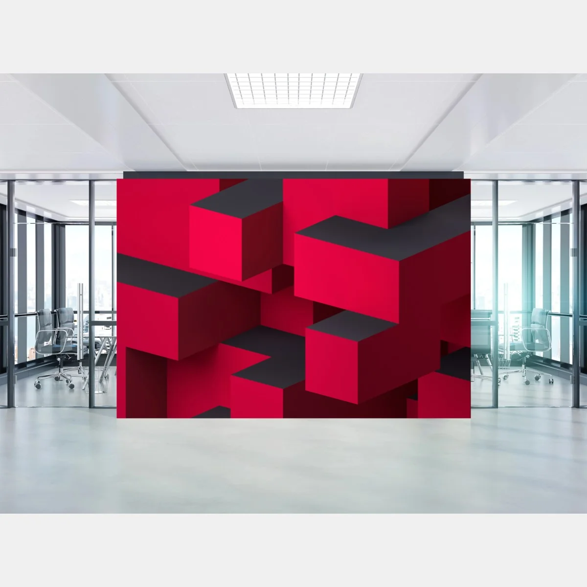 Fototapete kräftige rote geometrische blöcke – Wallnifity® Fototapete kräftige rote geometrische blöcke – Wallnifity®