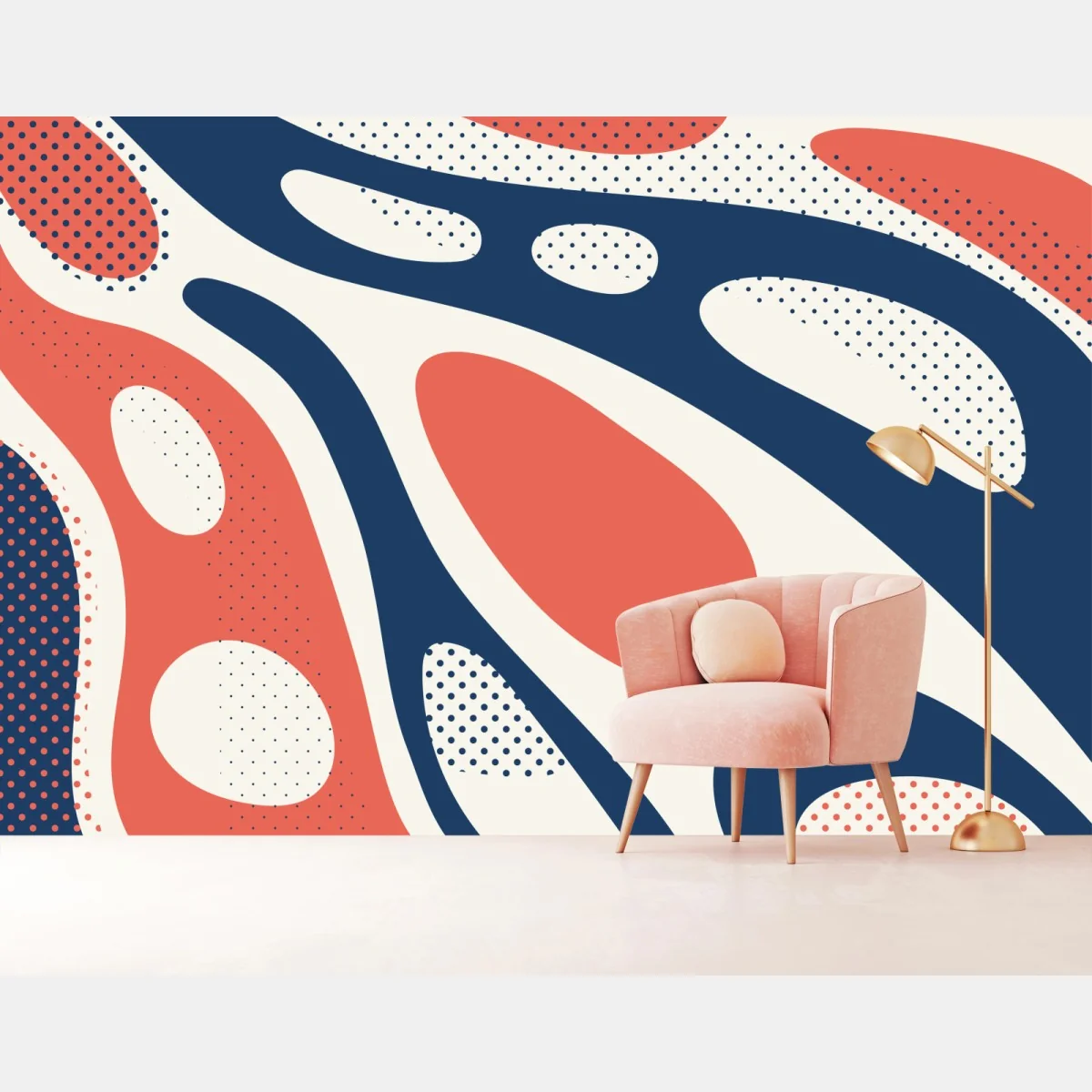 Fototapete retro korallenrot und marineblau abstraktes muster – Wallnifity® Fototapete retro korallenrot und marineblau abstraktes muster – Wallnifity®