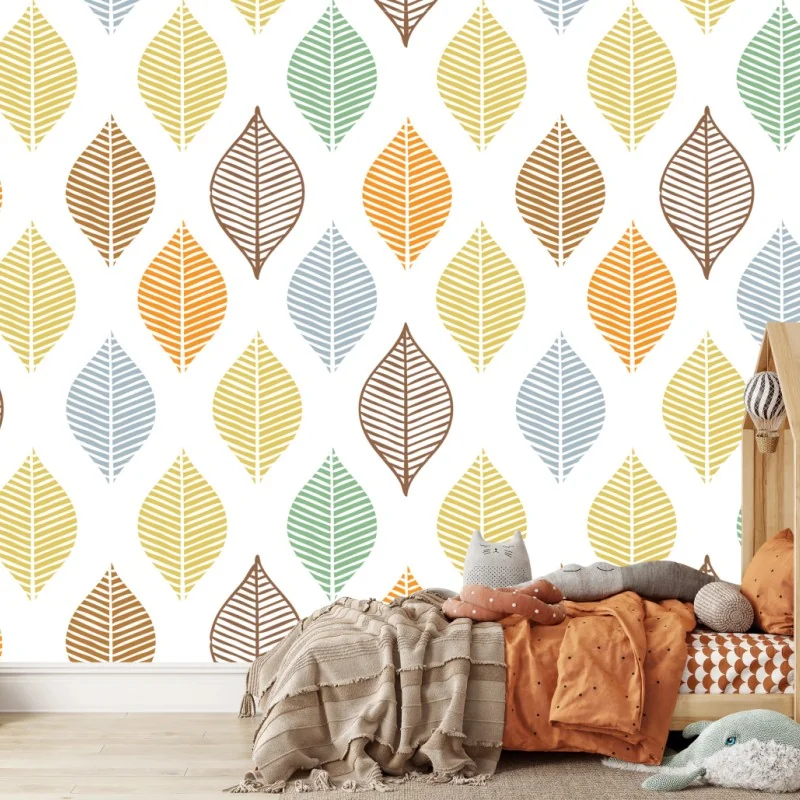 Fototapete pastelliges blättermuster für die wand – Wallnifity® Fototapete pastelliges blättermuster für die wand – Wallnifity®