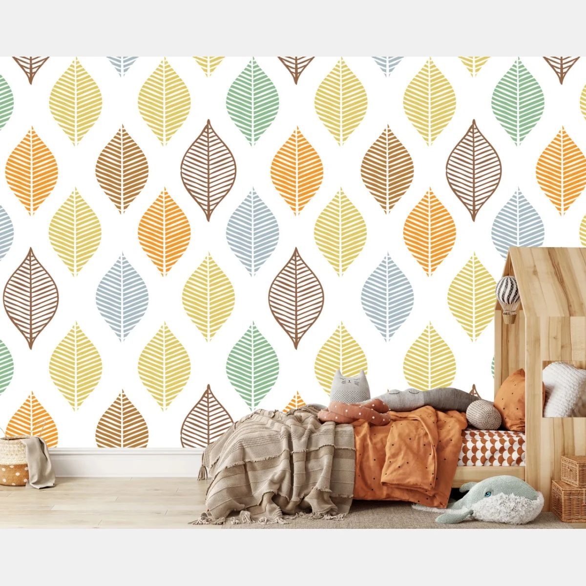 Fototapete pastelliges blättermuster für die wand – Wallnifity® Fototapete pastelliges blättermuster für die wand – Wallnifity®